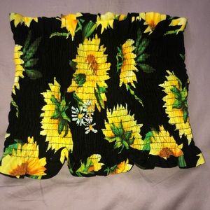 cute black sunflower bandeau/tube-top/crop top🌻